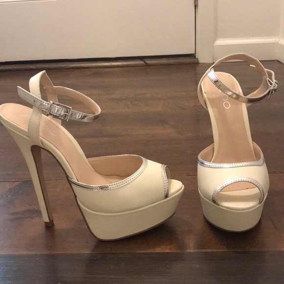 ALDO Gelille Heels Off-White - Size:37 (7 US) NWOT - Picture 1 of 5